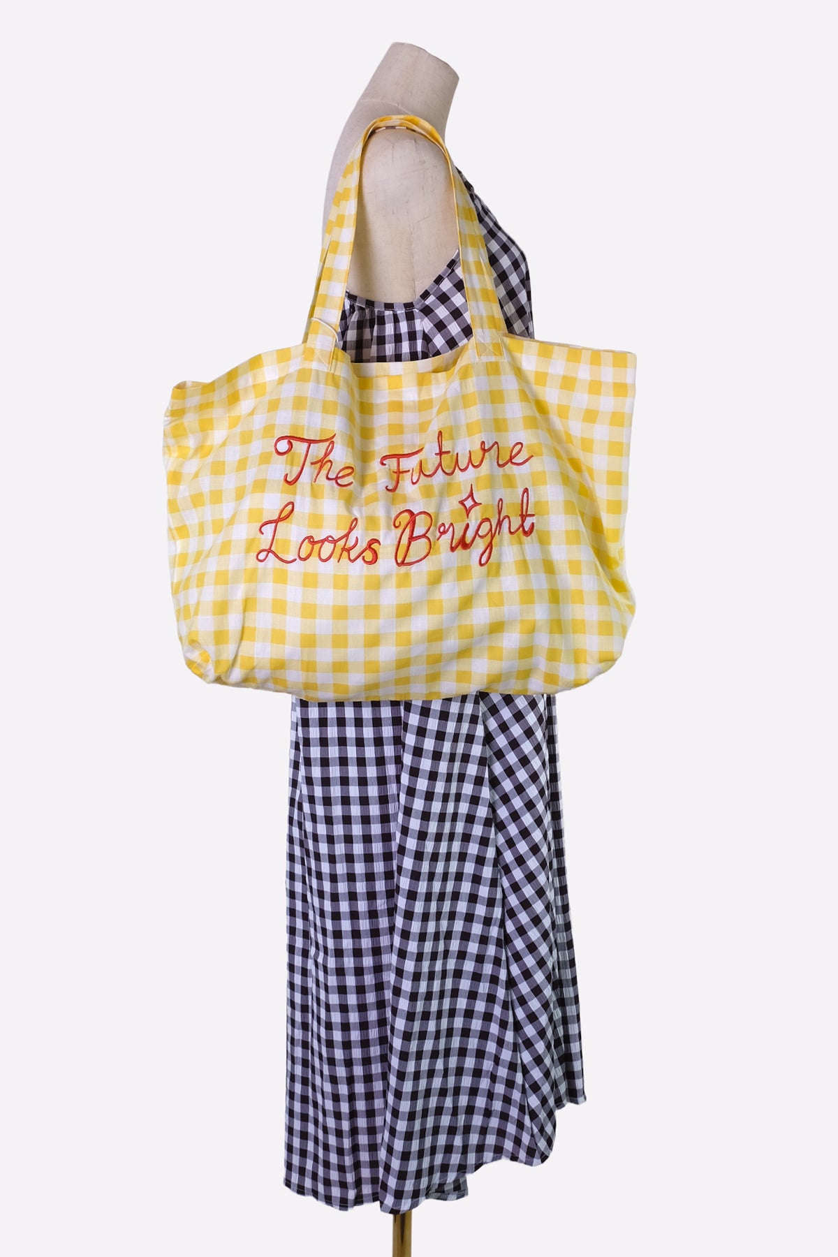 Mini Rodini Yellow Check Beach Bag