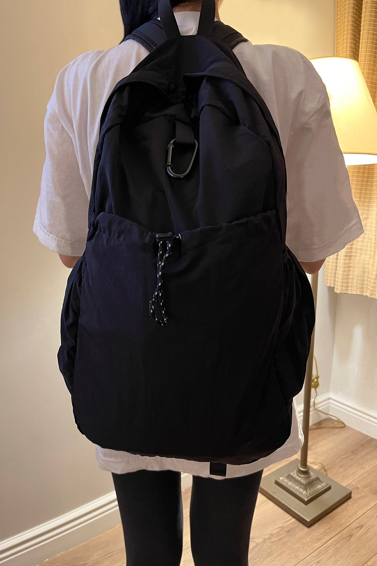 Nylon Backpack (Black, White)