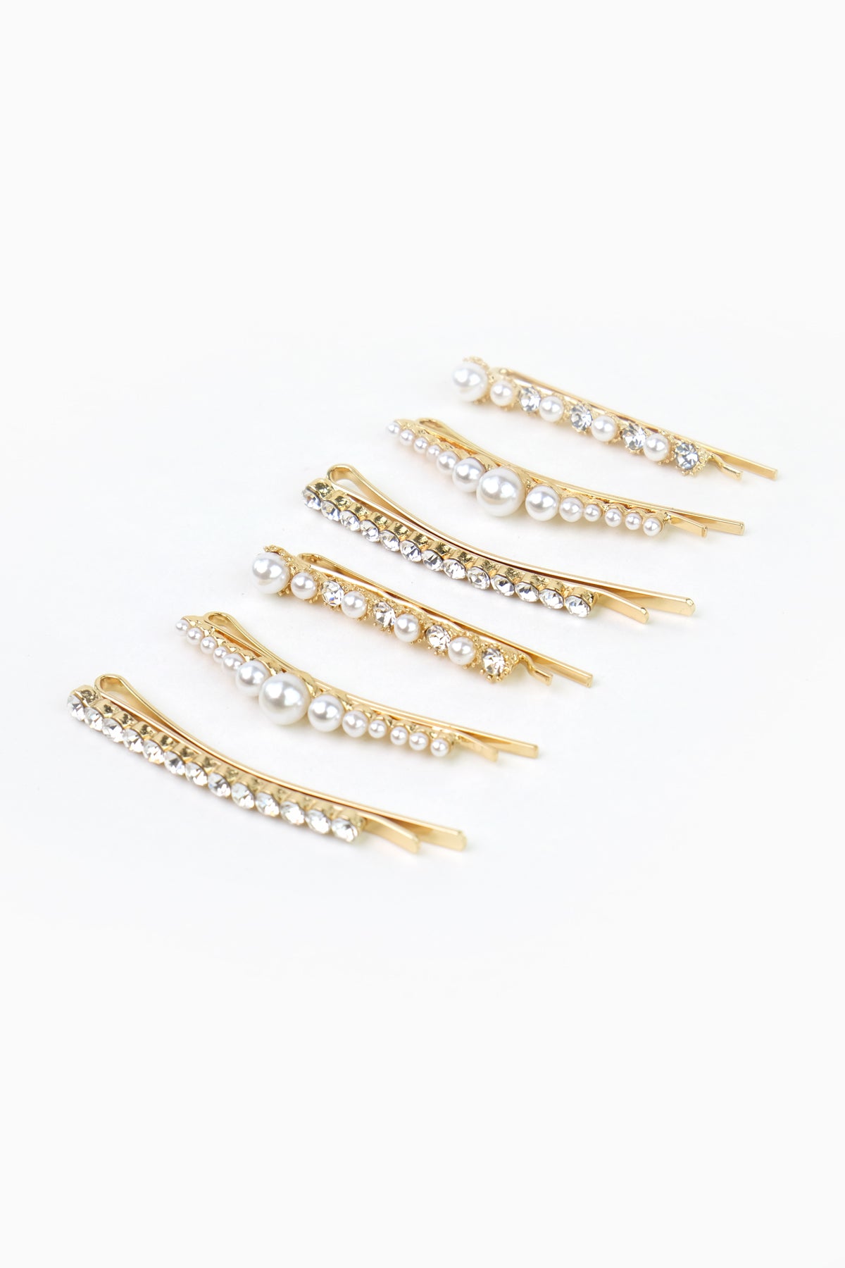 Gold Pearl & Rhinestone Hair Pin set