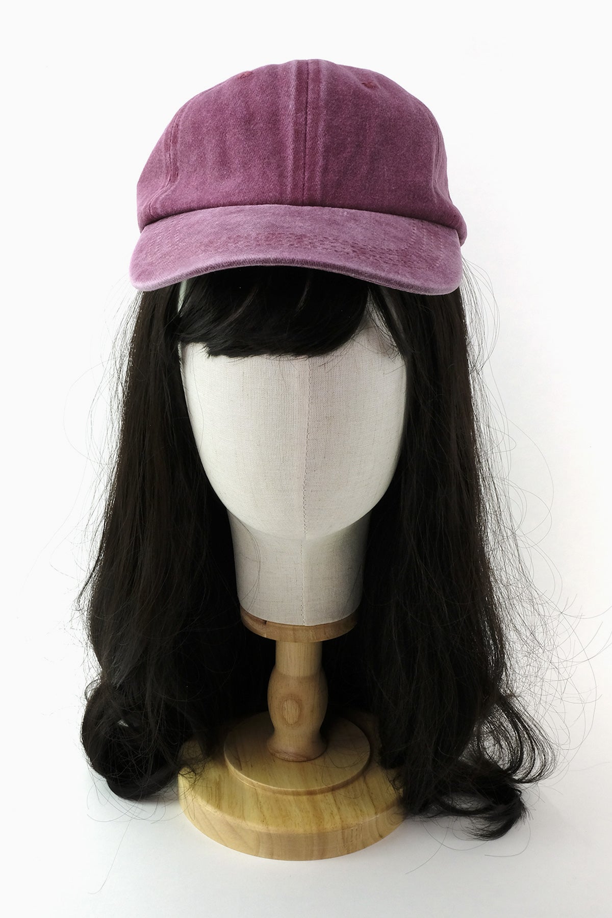 Plain Denim Baseball Cap (Washed Wine Red)