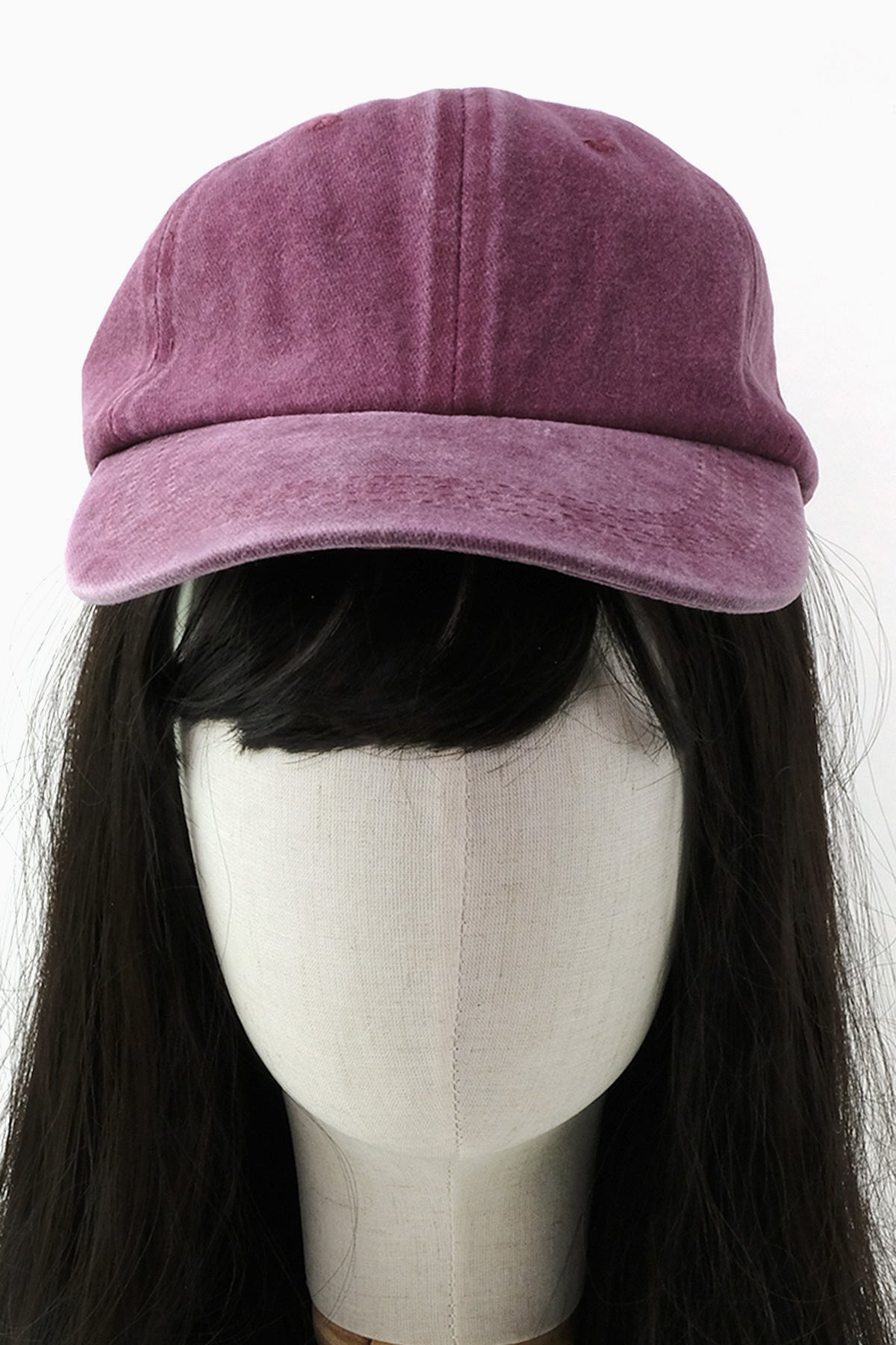 Plain Denim Baseball Cap (Washed Wine Red)