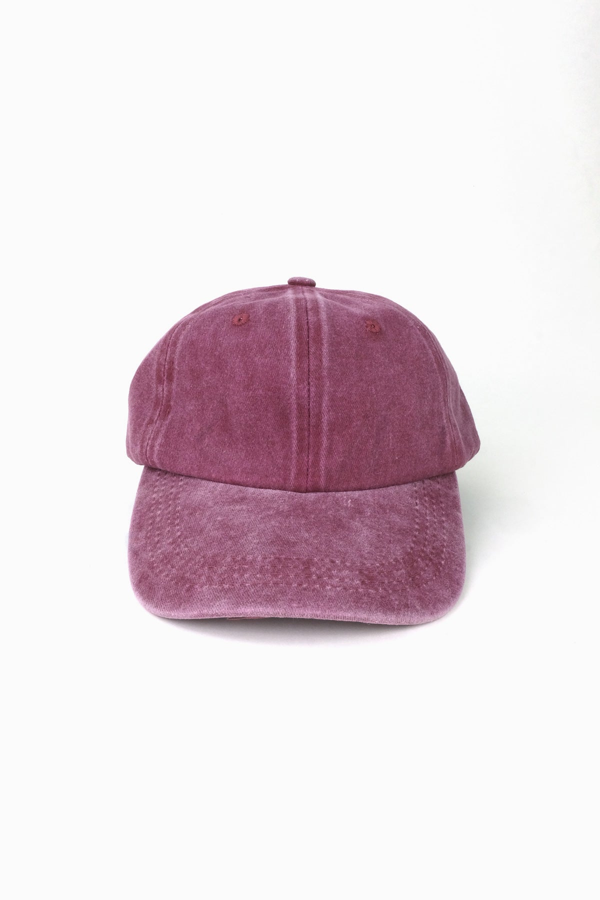 Plain Denim Baseball Cap (Washed Wine Red)