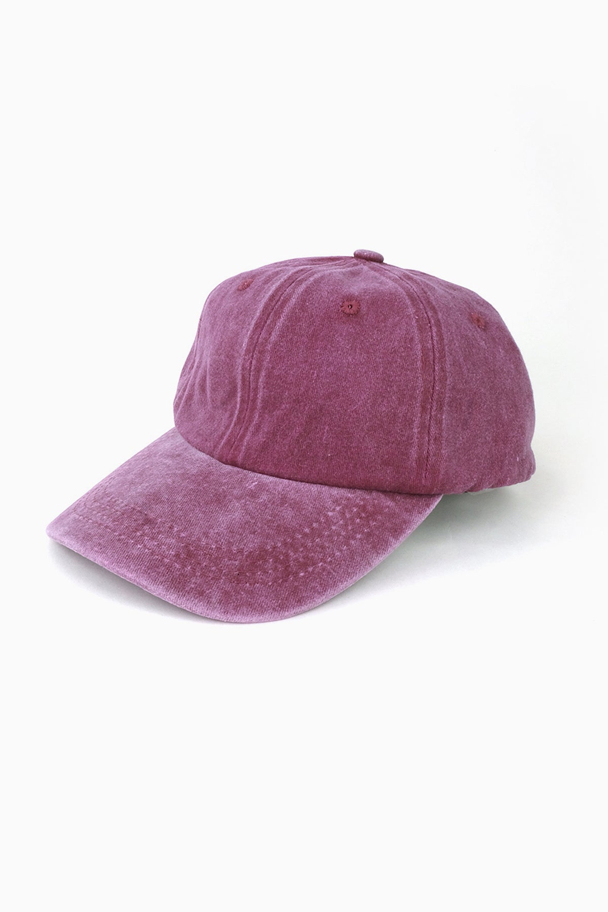 Plain Denim Baseball Cap (Washed Wine Red)