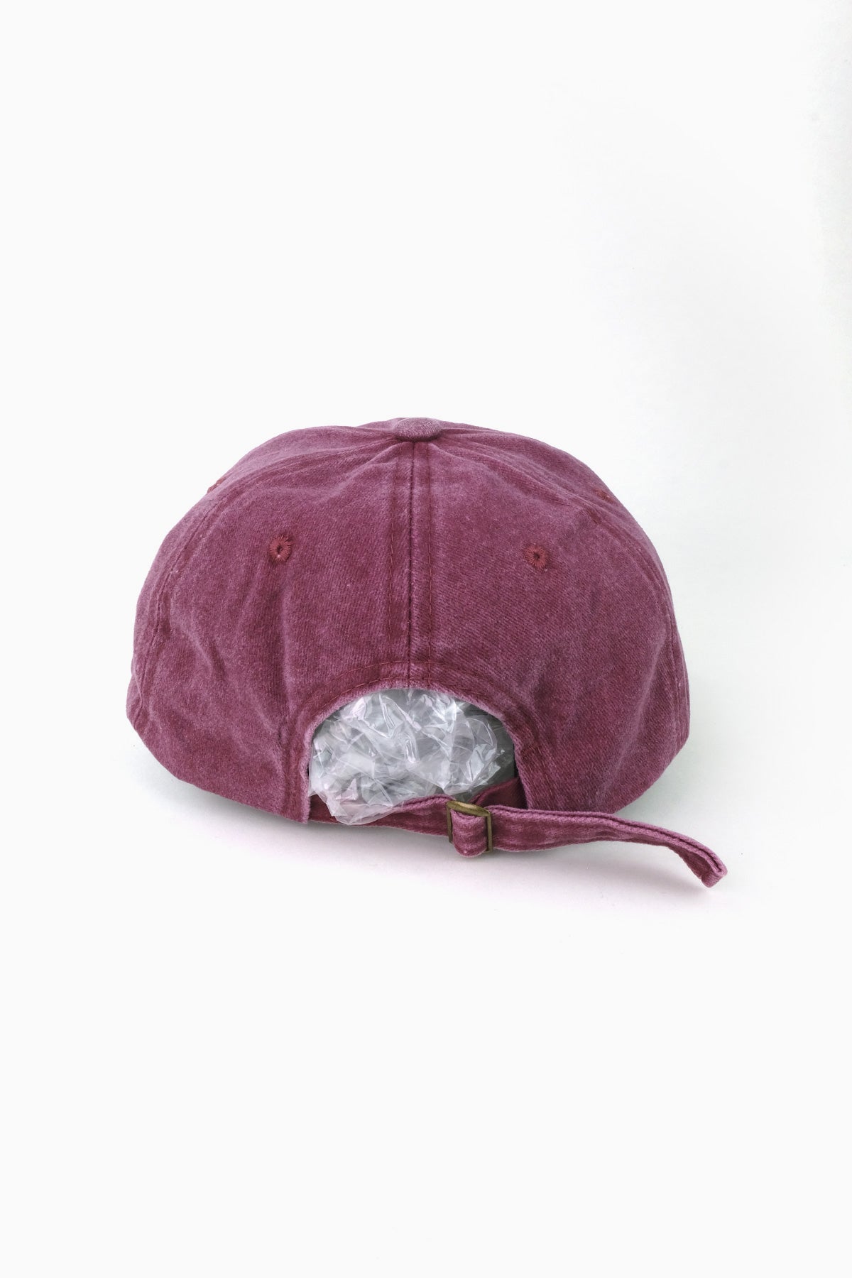 Plain Denim Baseball Cap (Washed Wine Red)