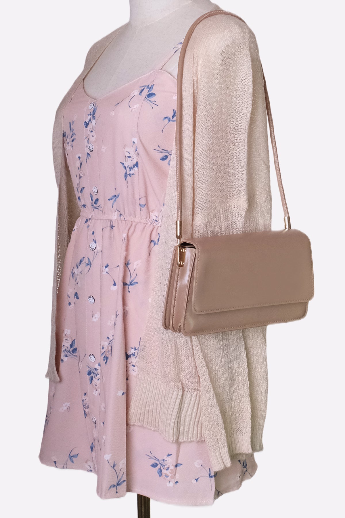 Faux Leather Shoulder Bag (Tan)