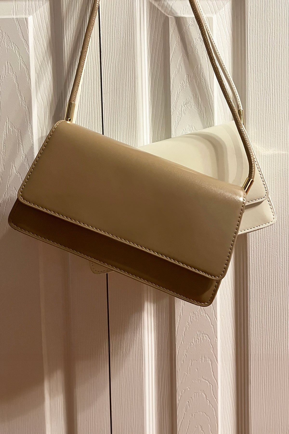Faux Leather Shoulder Bag (Tan)