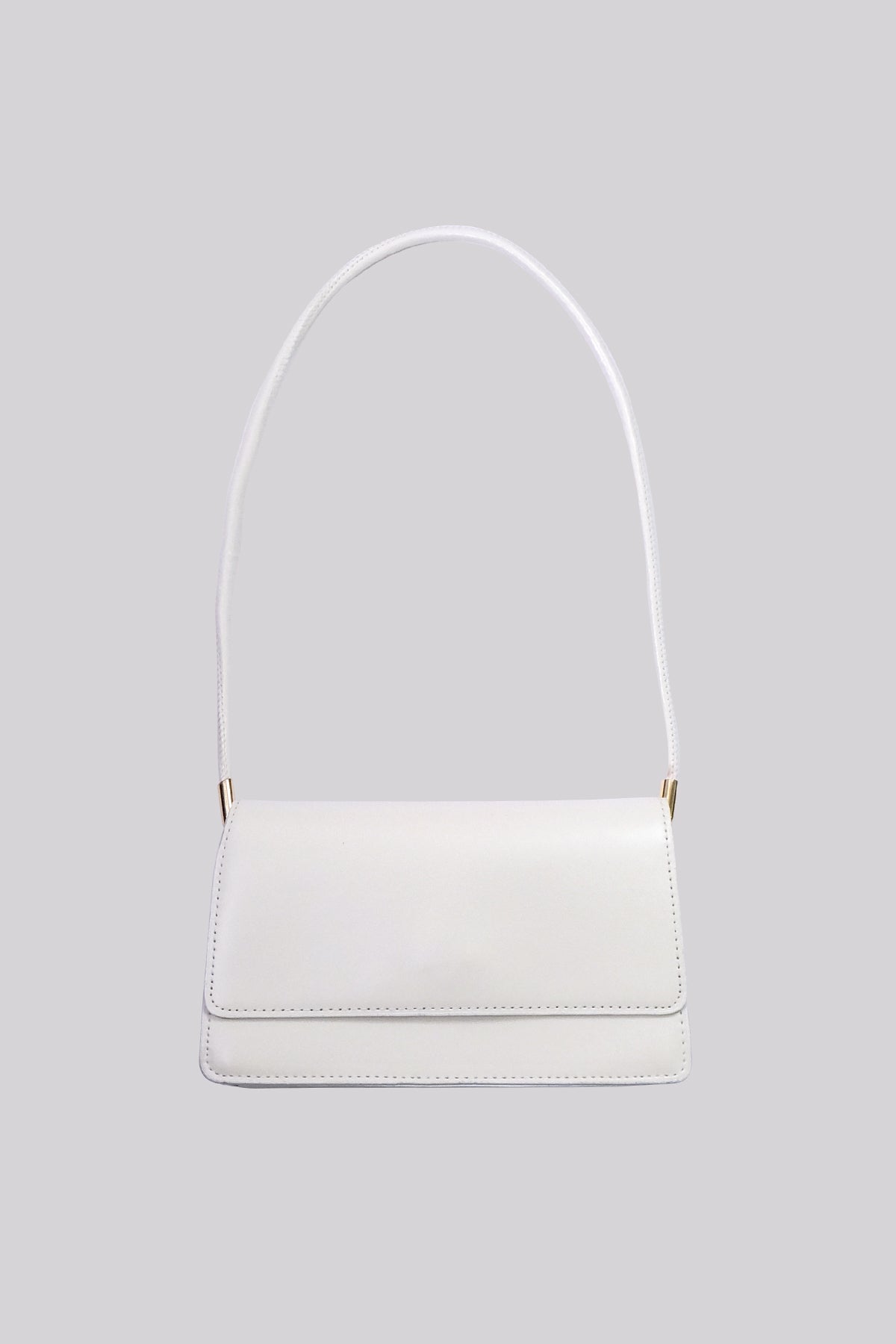 Faux Leather Shoulder Bag (White)
