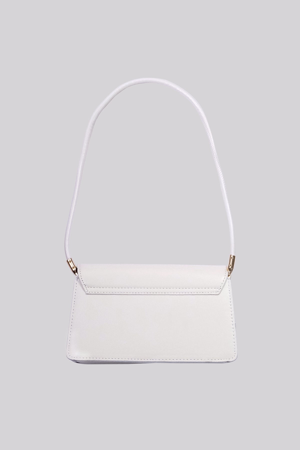 Faux Leather Shoulder Bag (White)
