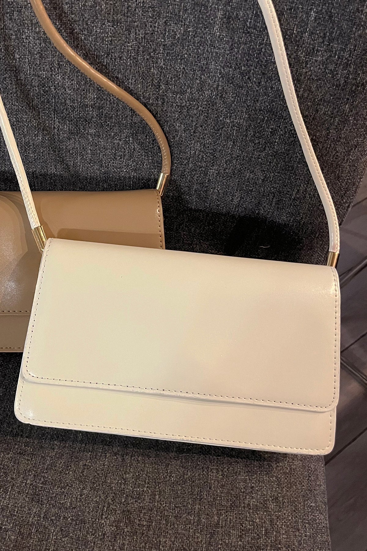 Faux Leather Shoulder Bag (White)