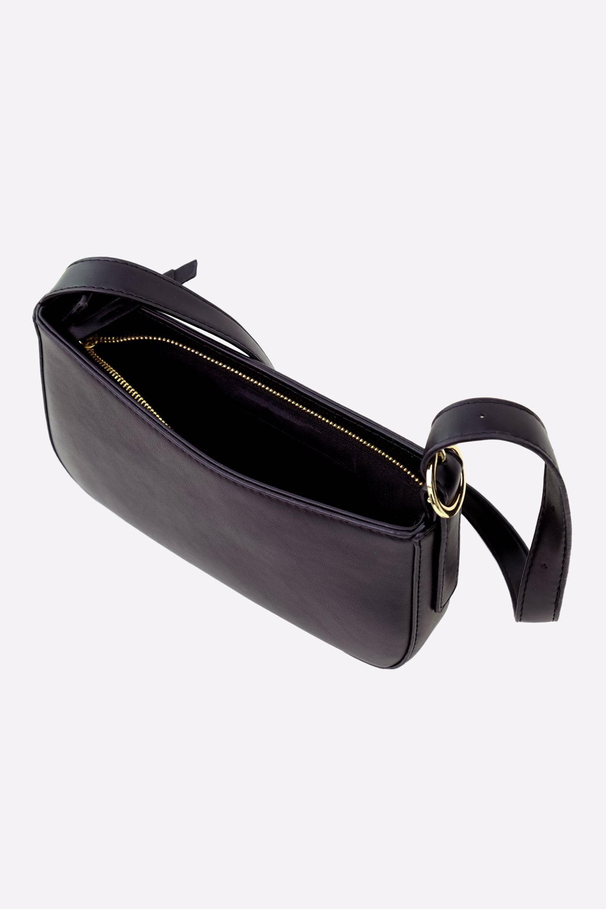90’s Retro Style Faux Leather Shoulder Bag (Black)