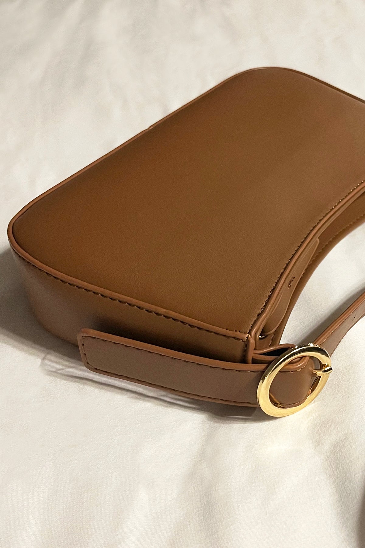 90’s Retro Style Faux Leather Shoulder Bag (Coffee)