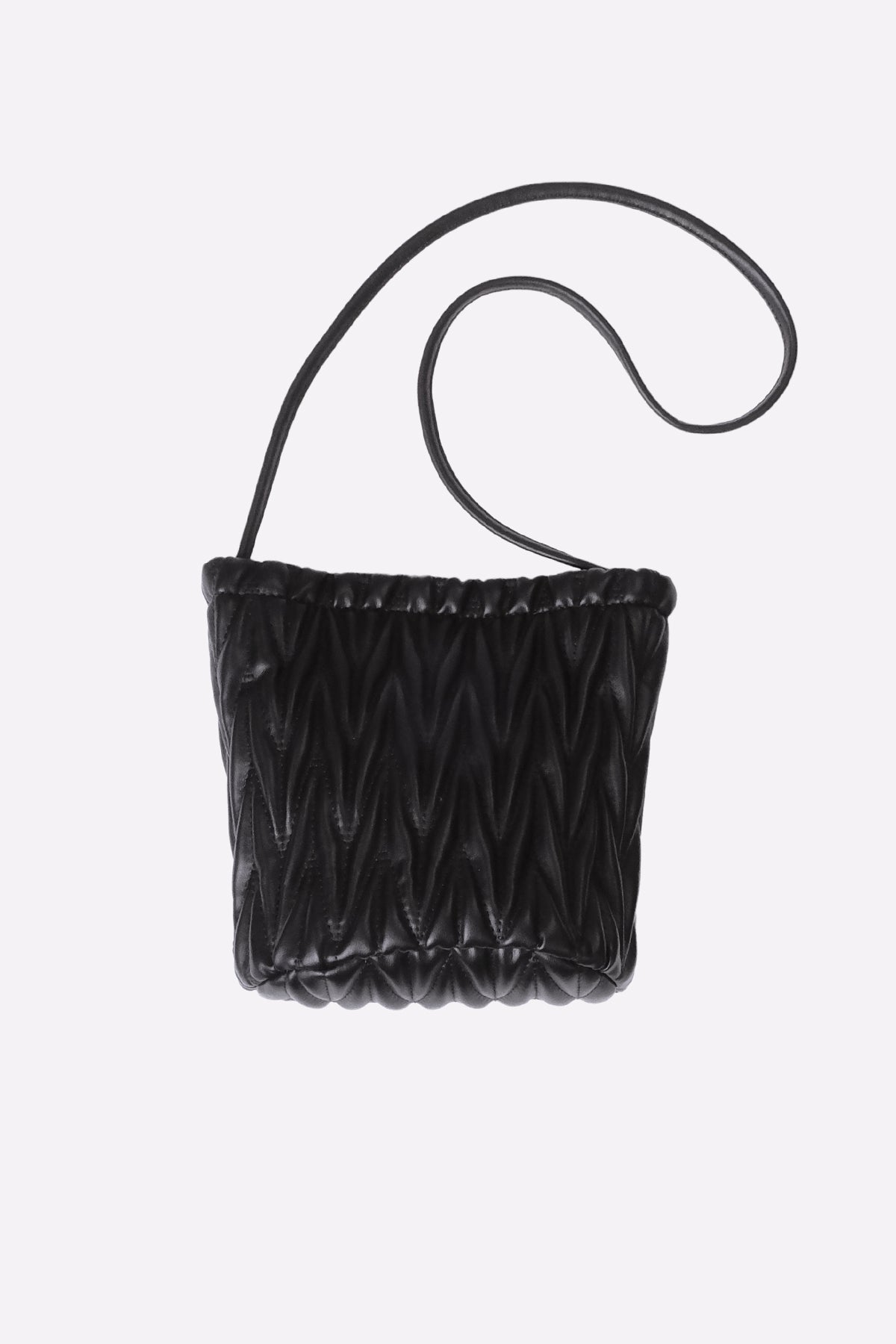 Quilted Crossbody Bucket Bag (Black & Ivory)