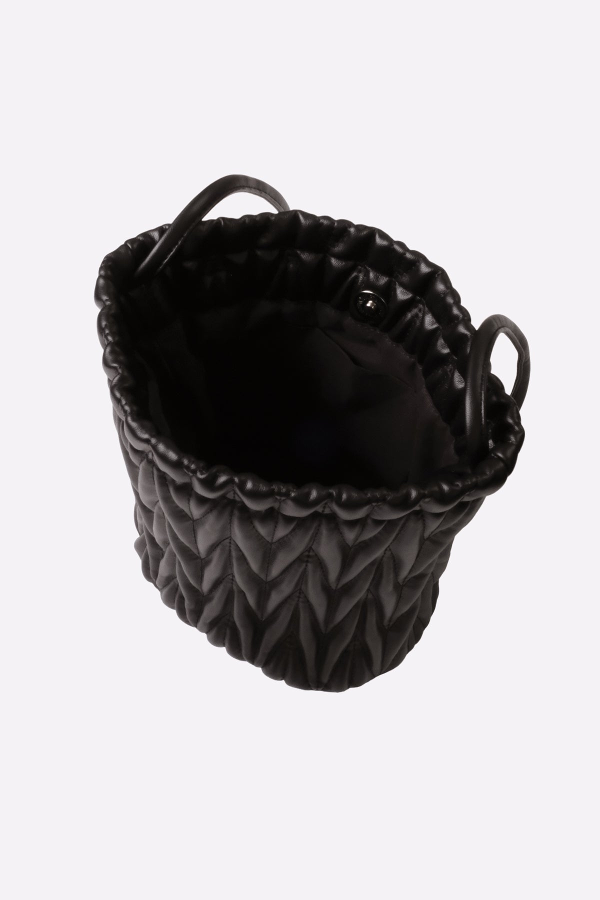 Quilted Crossbody Bucket Bag (Black & Ivory)