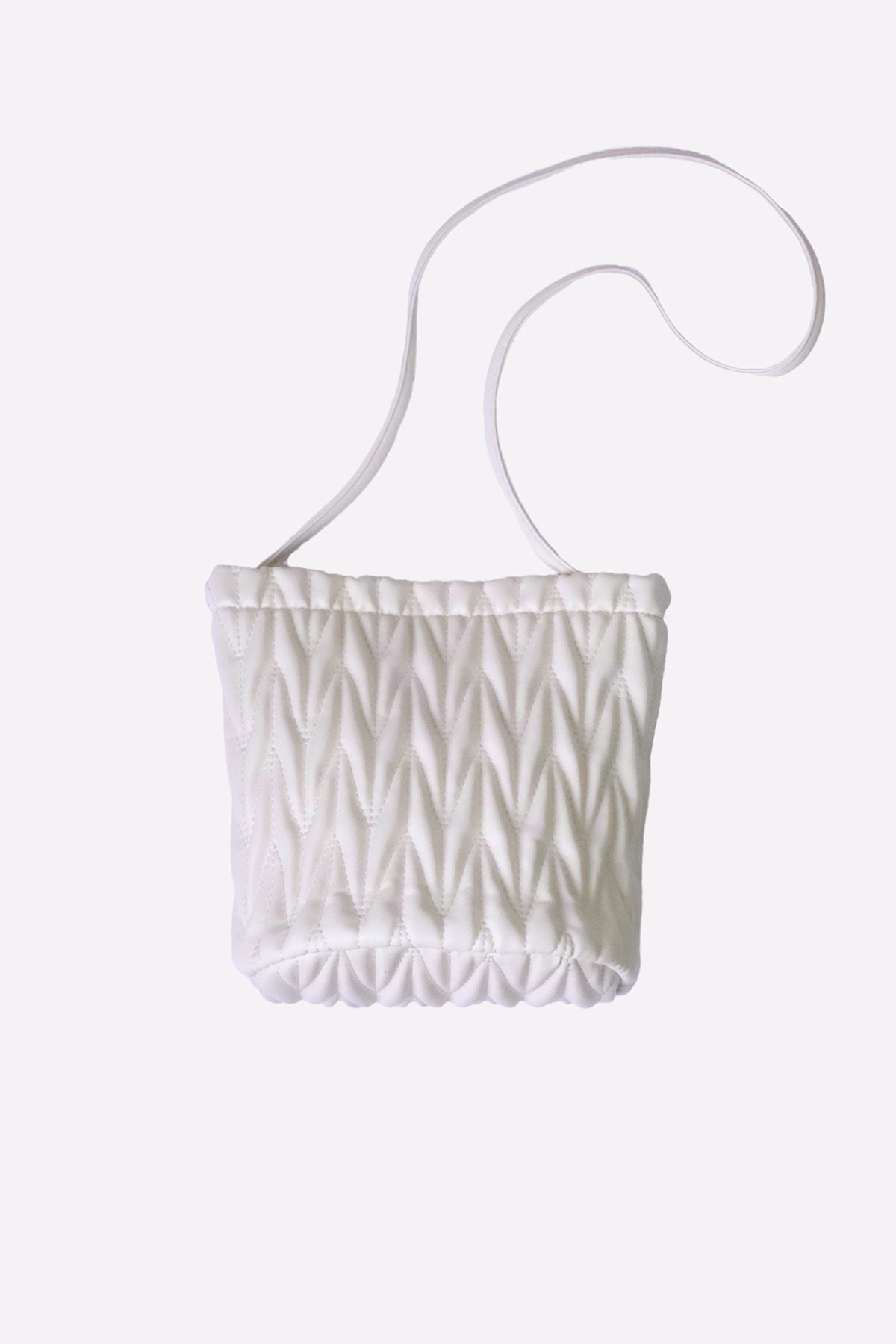 Quilted Crossbody Bucket Bag (Black & Ivory)