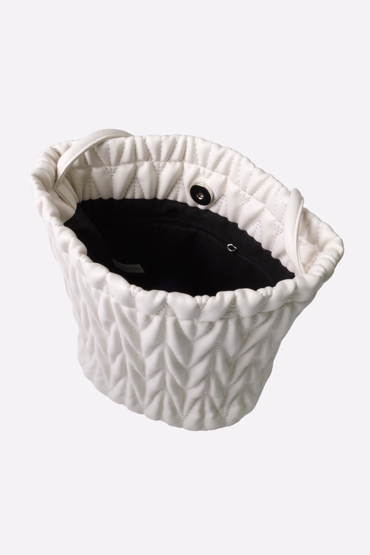 Quilted Crossbody Bucket Bag (Black & Ivory)