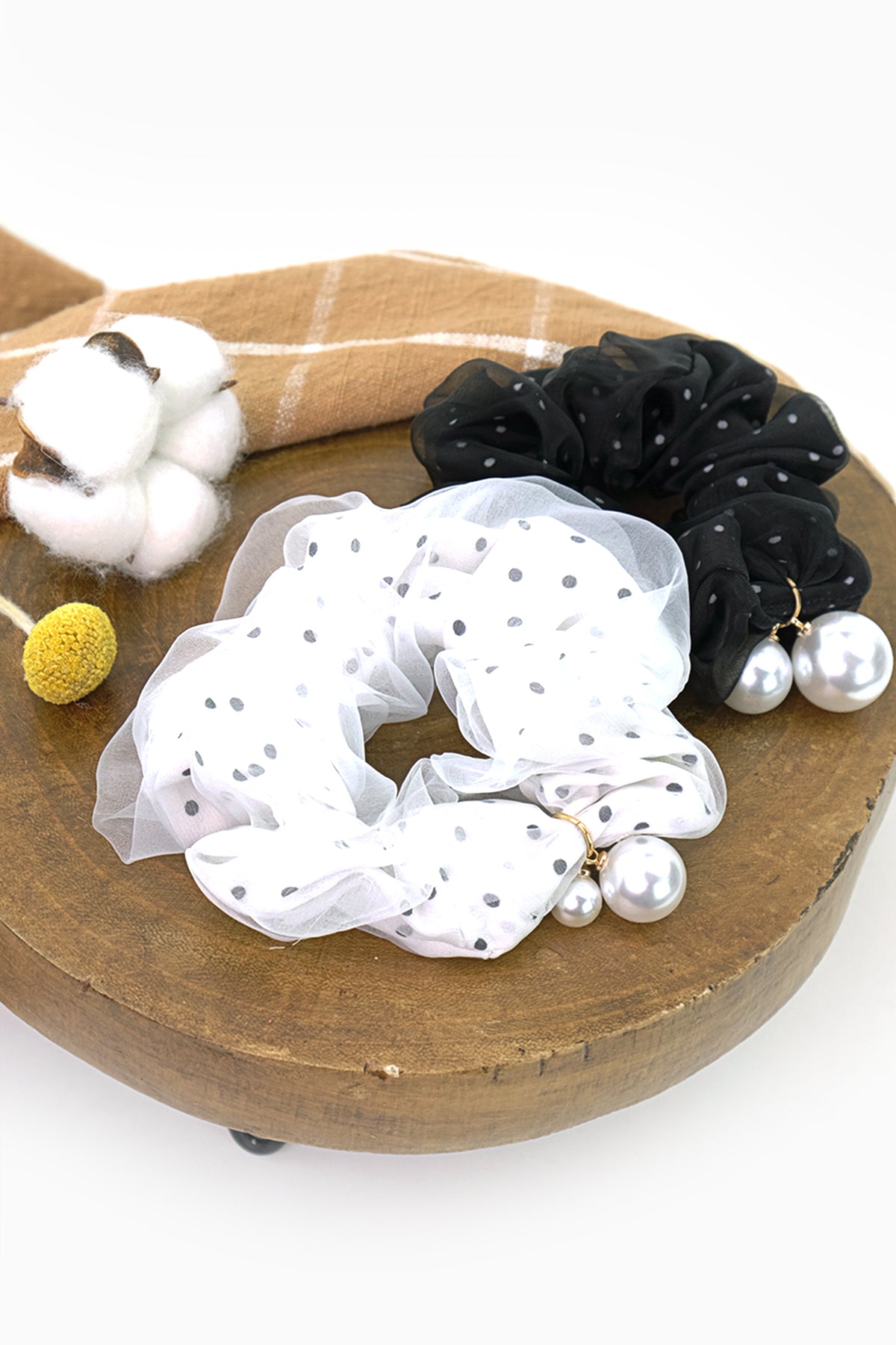Satin Mini Polka Dot Hair Scrunchie