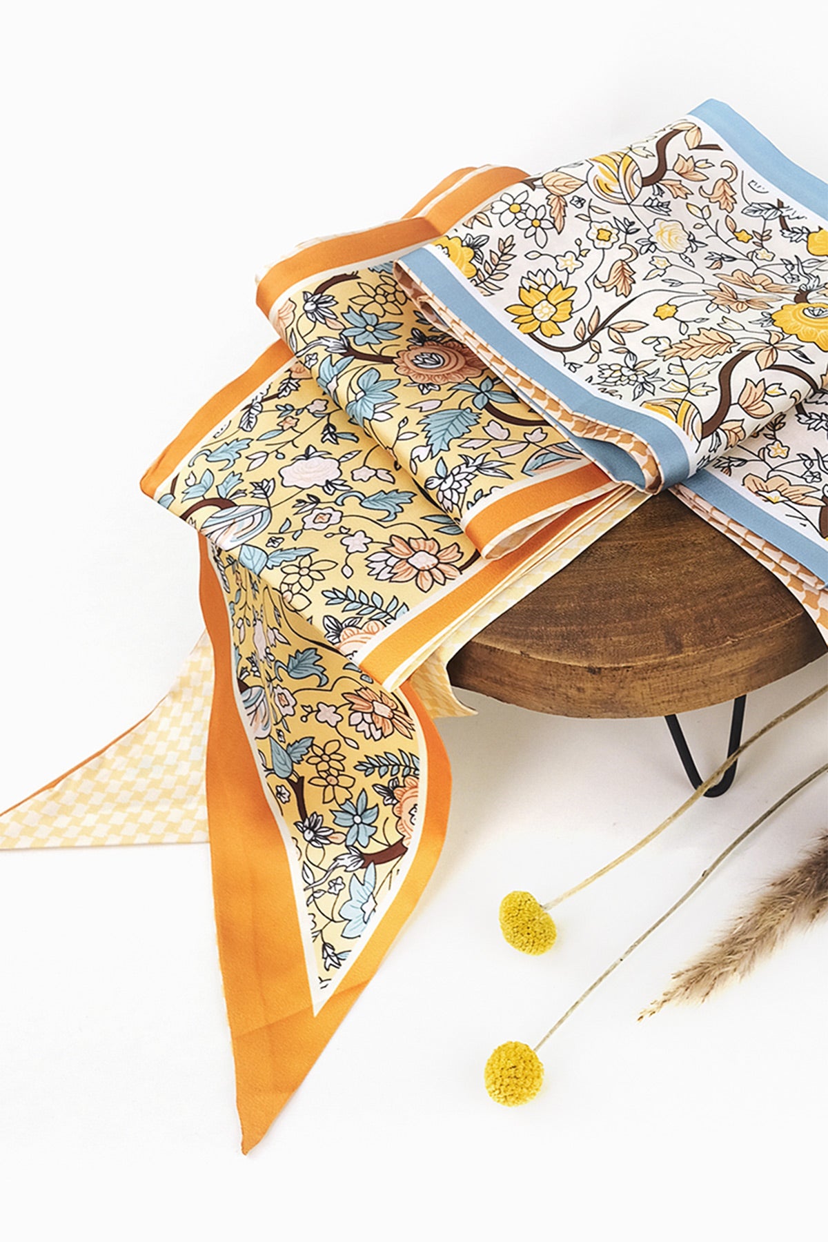 Floral Print Satin Scarf