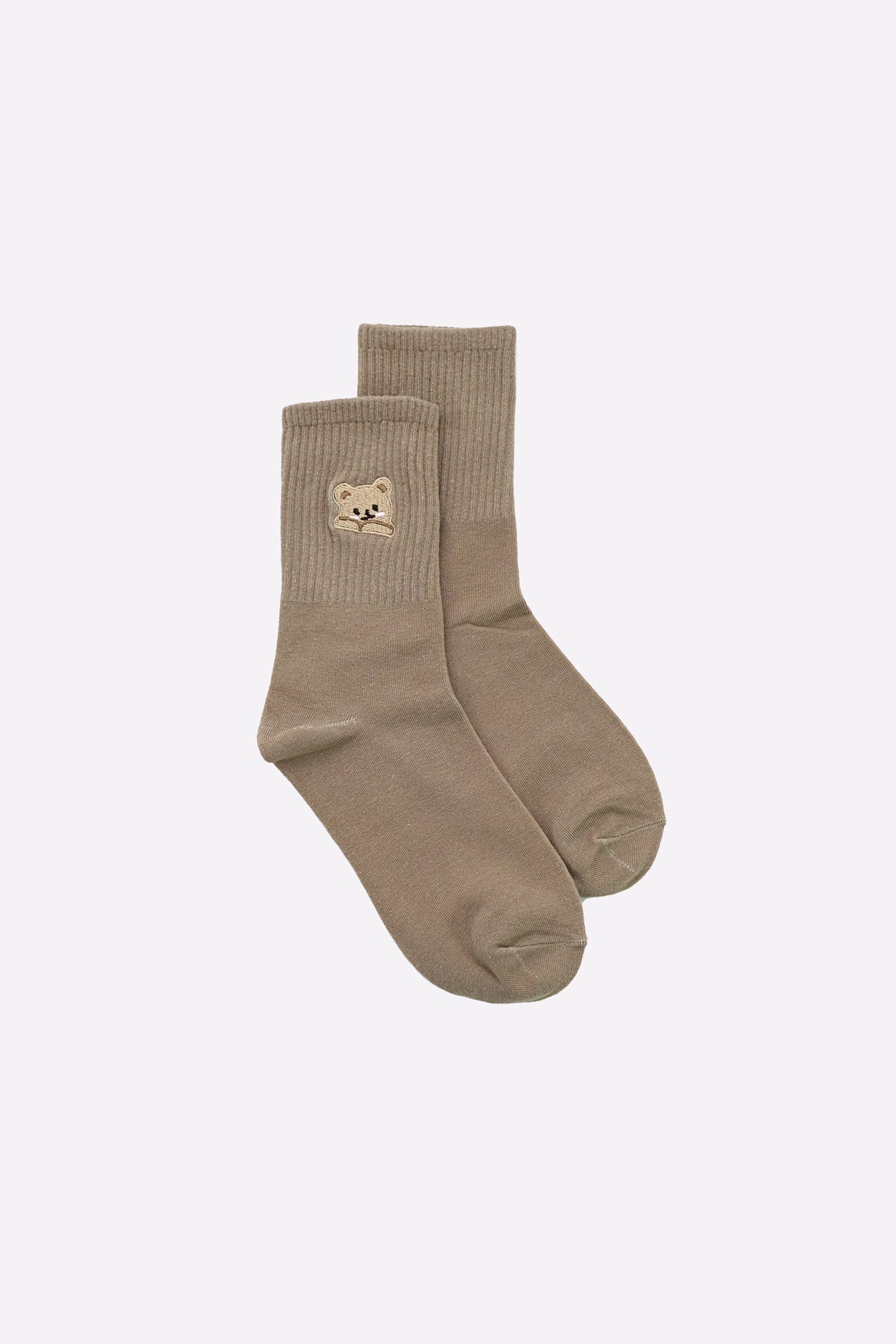 Copy of Bear Embroidered Socks (Light Brown)