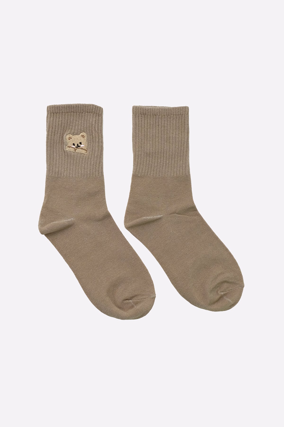 Copy of Bear Embroidered Socks (Light Brown)