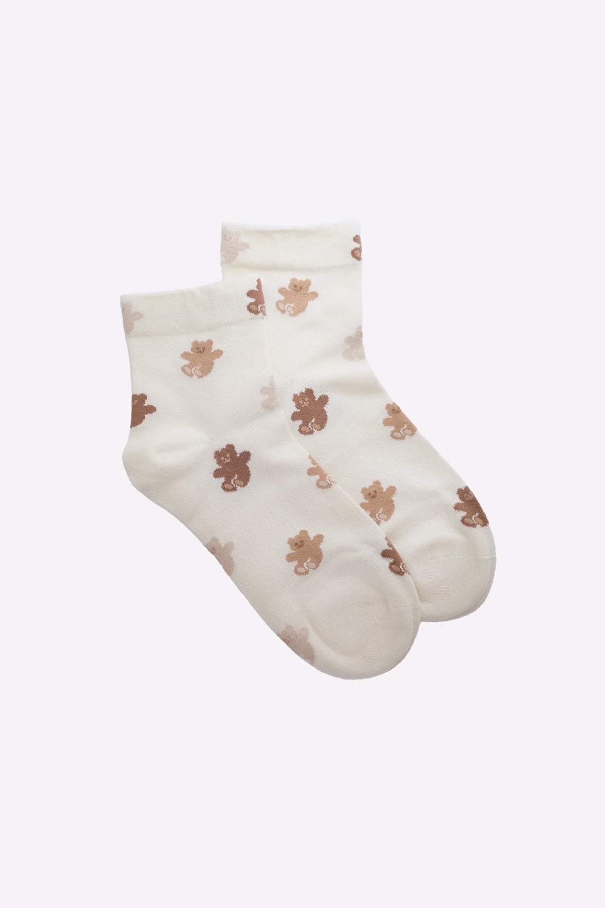 Ditsy Bear Print Socks (Ivory)