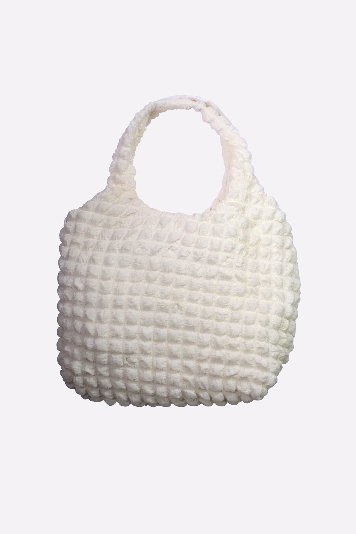 Quilted Puffer Tote Bag (Off-white)