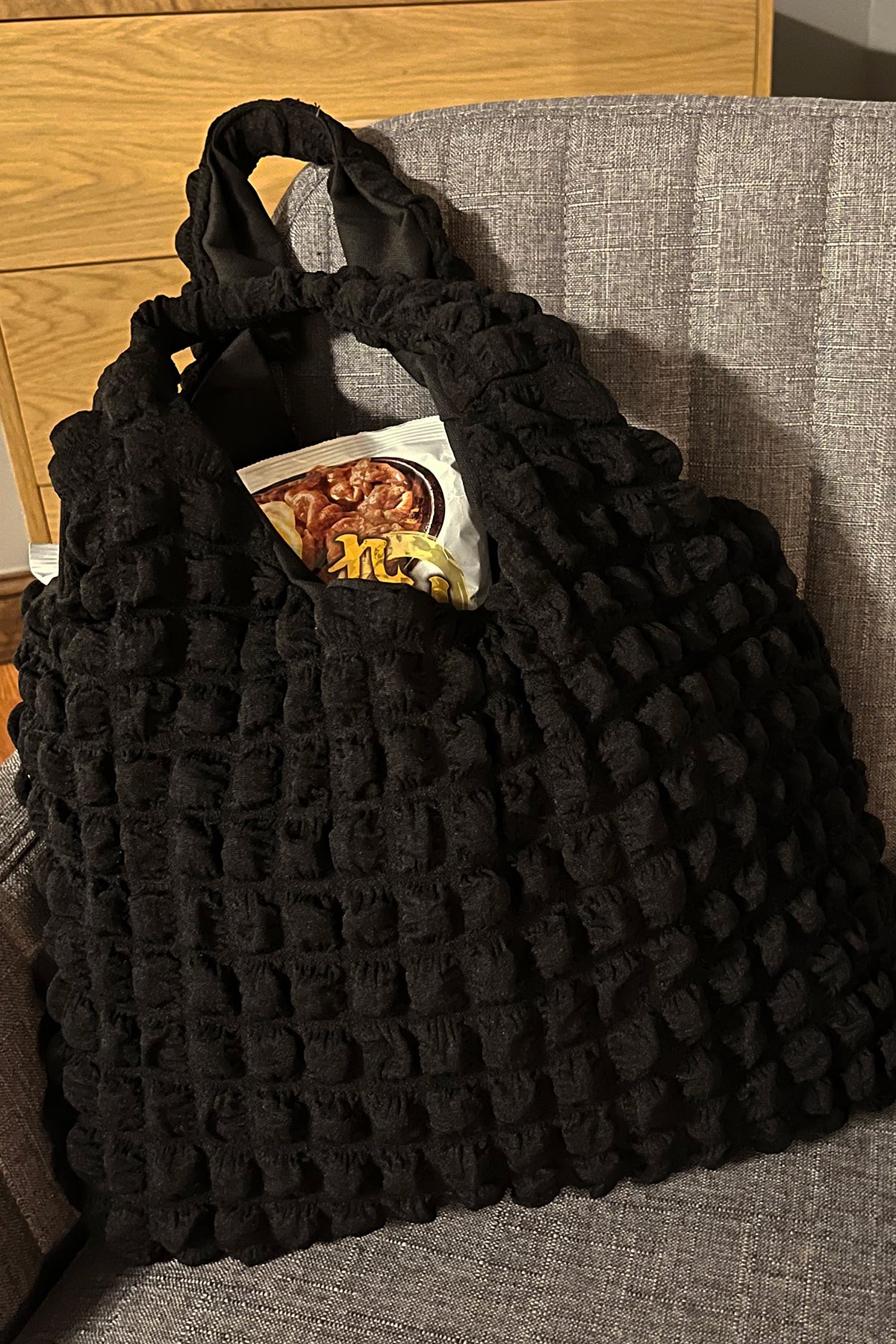 Quilted Puffer Tote Bag (Black)