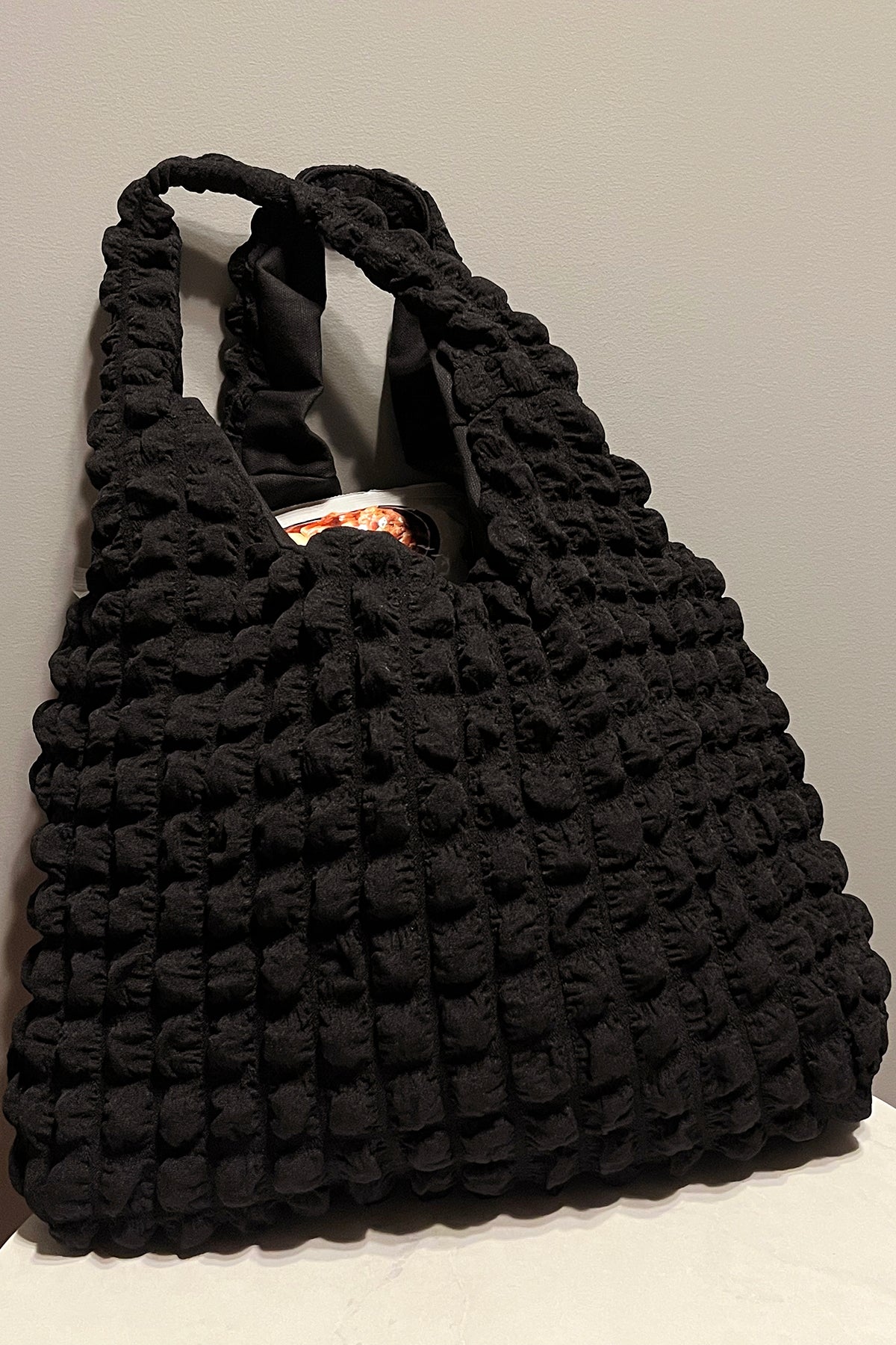 Quilted Puffer Tote Bag (Black)