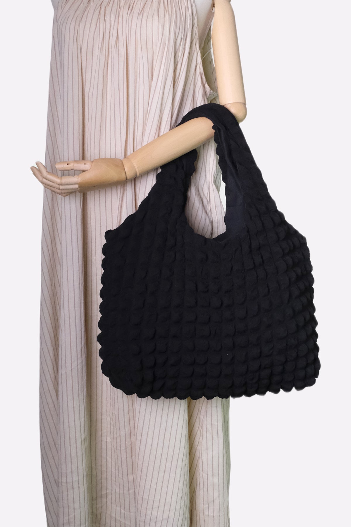 Quilted Puffer Tote Bag (Black)