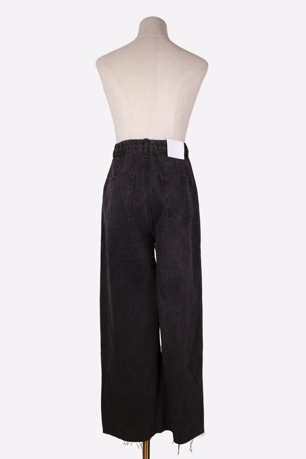 Back Banding High-Waist Wide Black Denim