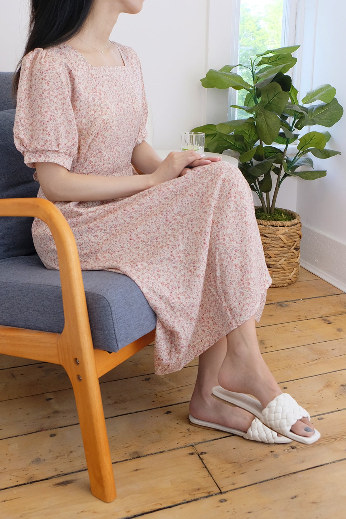 Floral Print Square-Neck Dress
