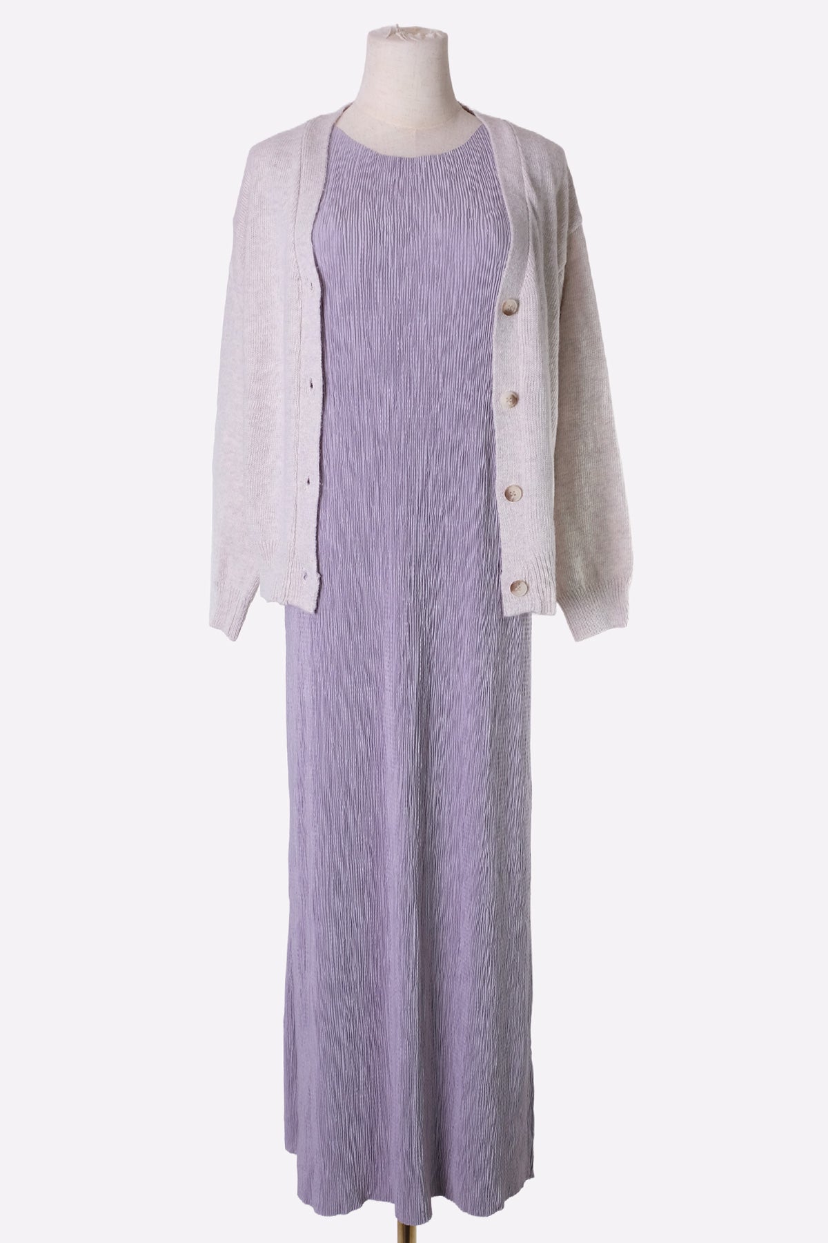 Pleated Maxi Dress (Gray)