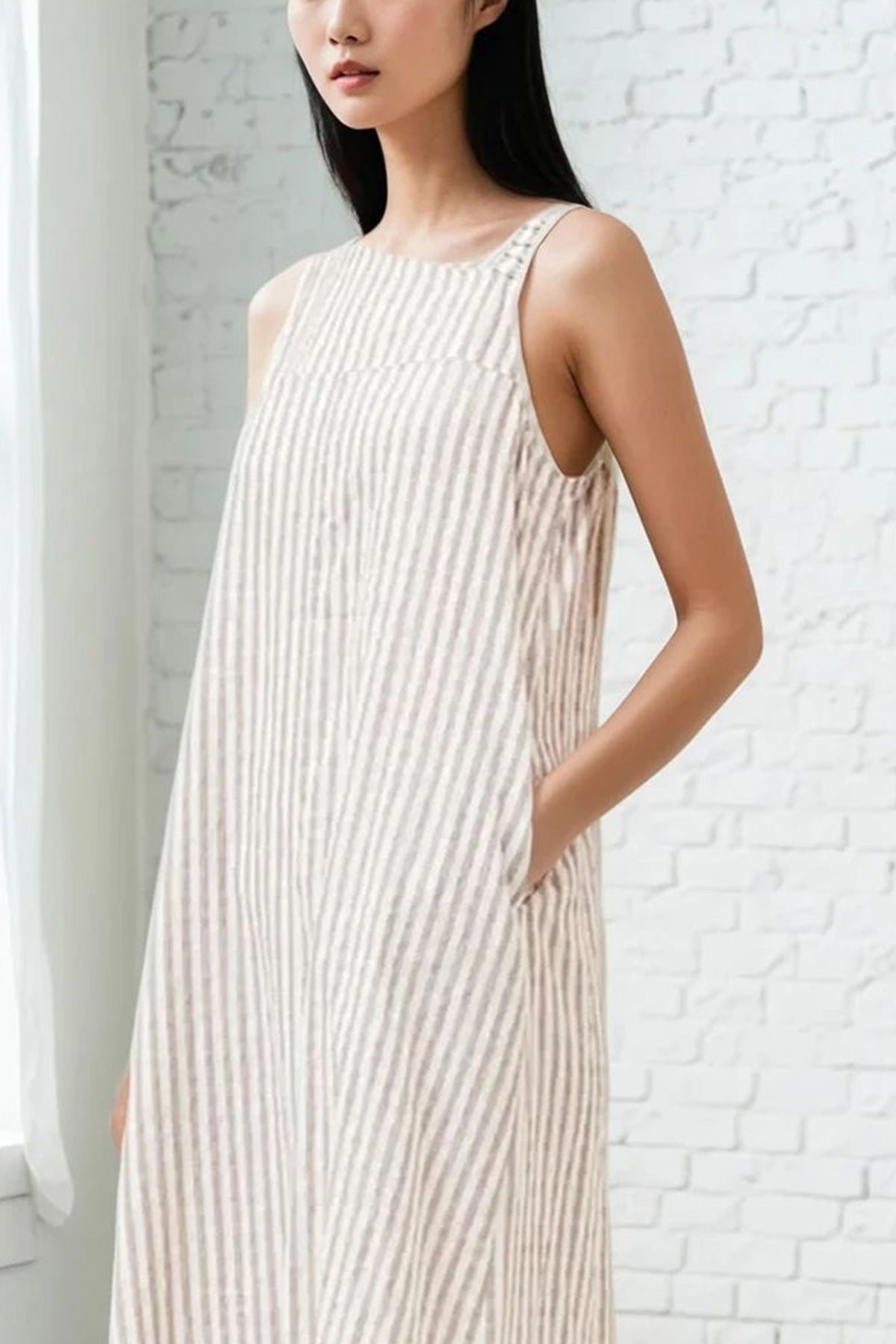 Stripe Work Dress (Brown Ash)