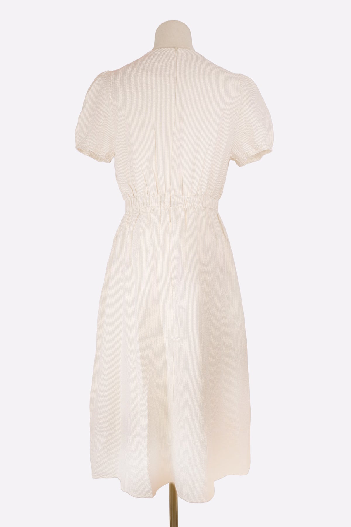 Seersucker Midi Dress (Yellow Beige) Back