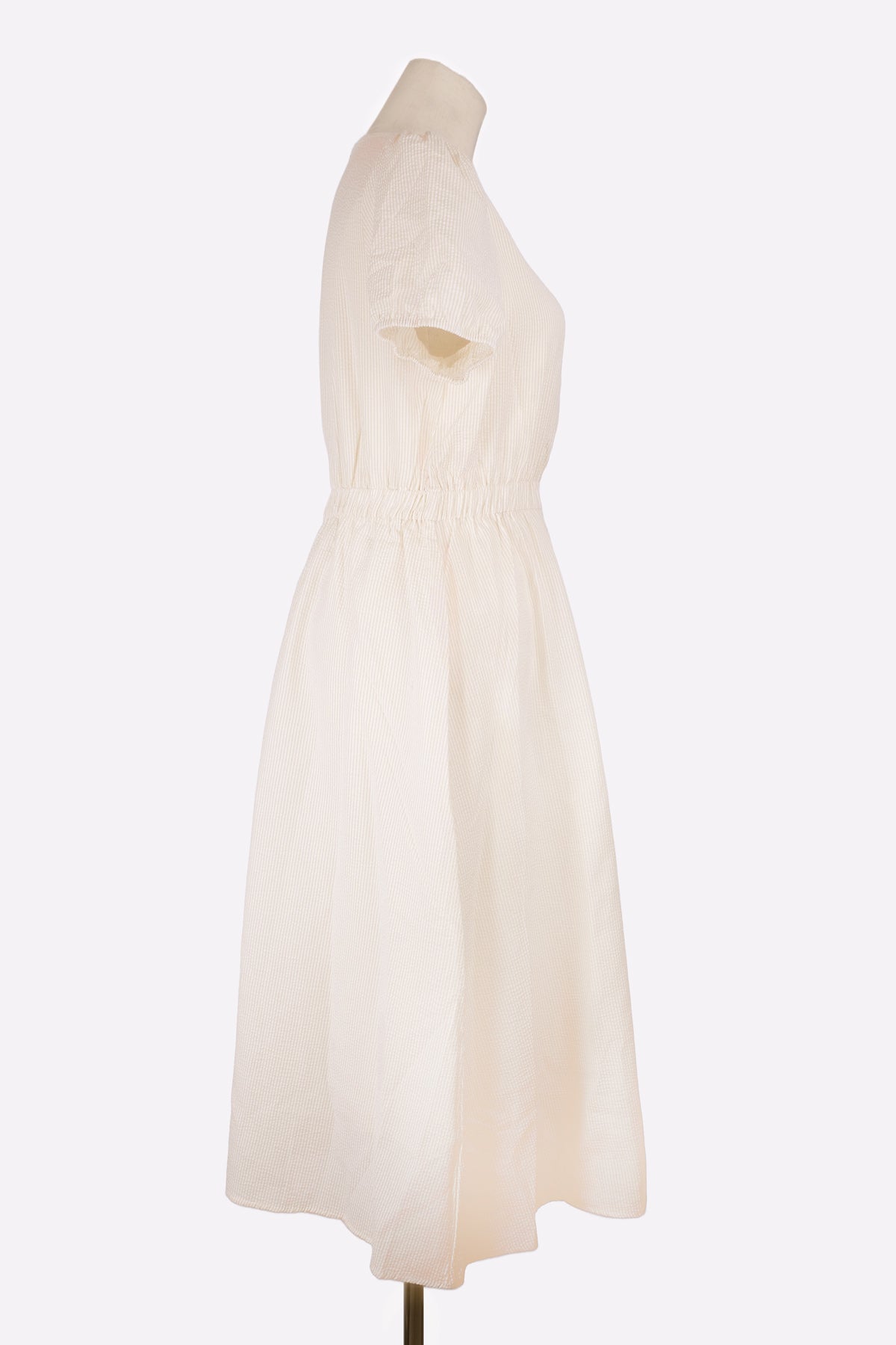 Seersucker Midi Dress (Yellow Beige) Side