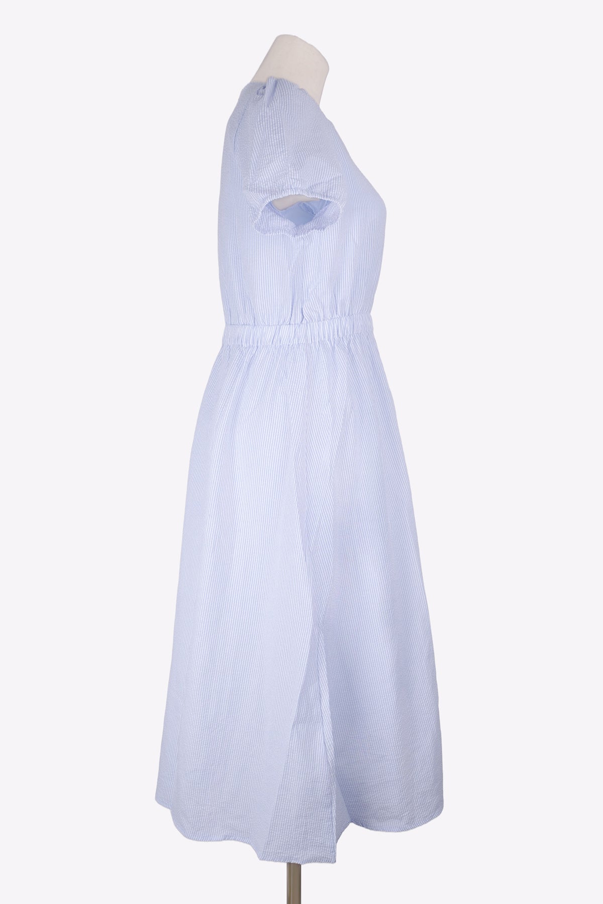 Seersucker Midi Dress (Sky Blue) Side