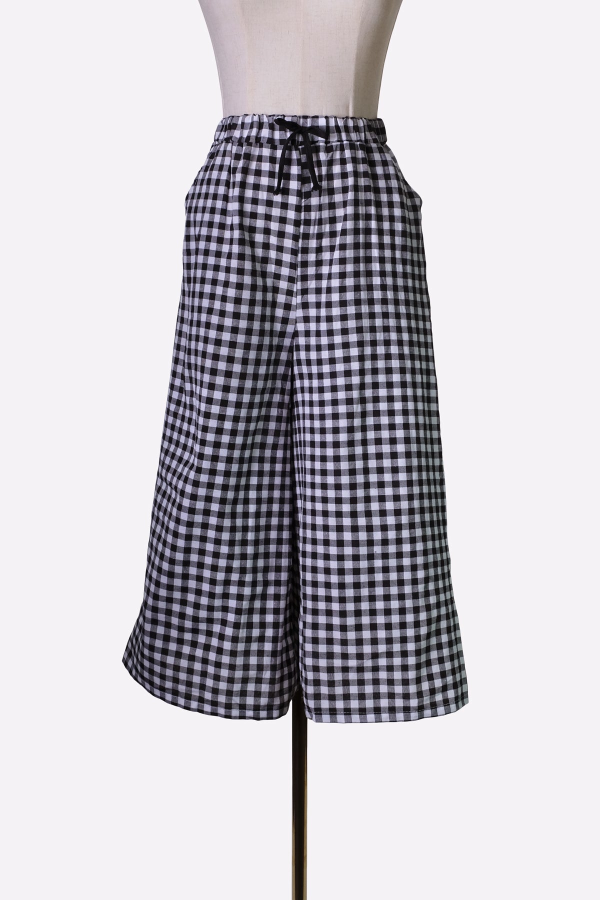 Gingham Wide Leg Pants (Black & White)