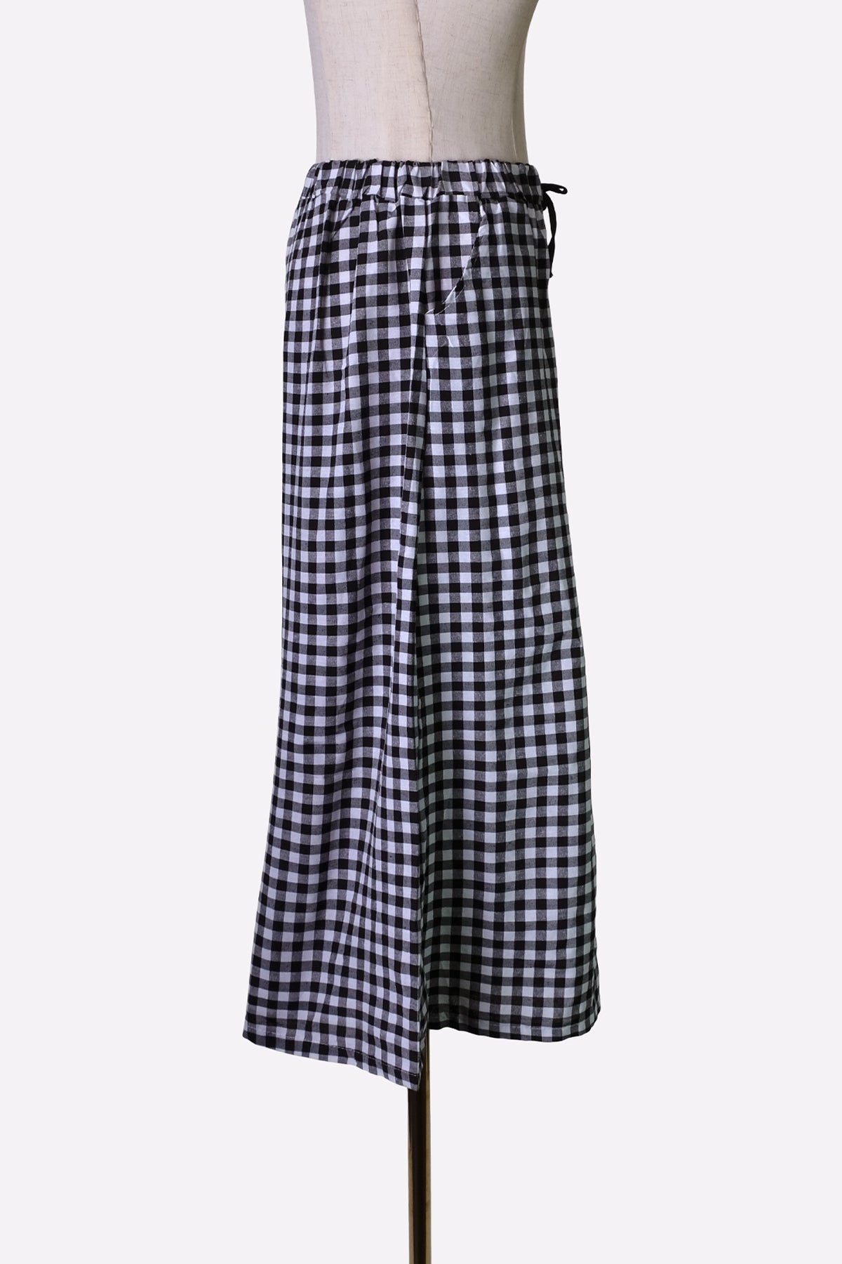 Gingham Wide Leg Pants (Black & White)