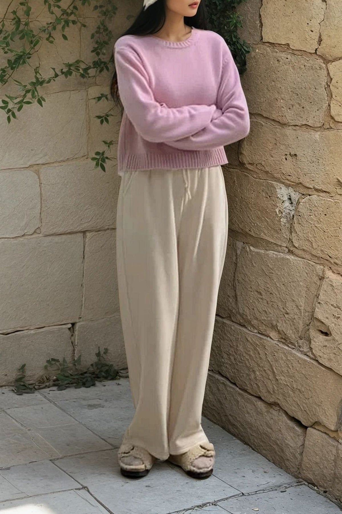 Soft Wool Lining Pants (Cream)