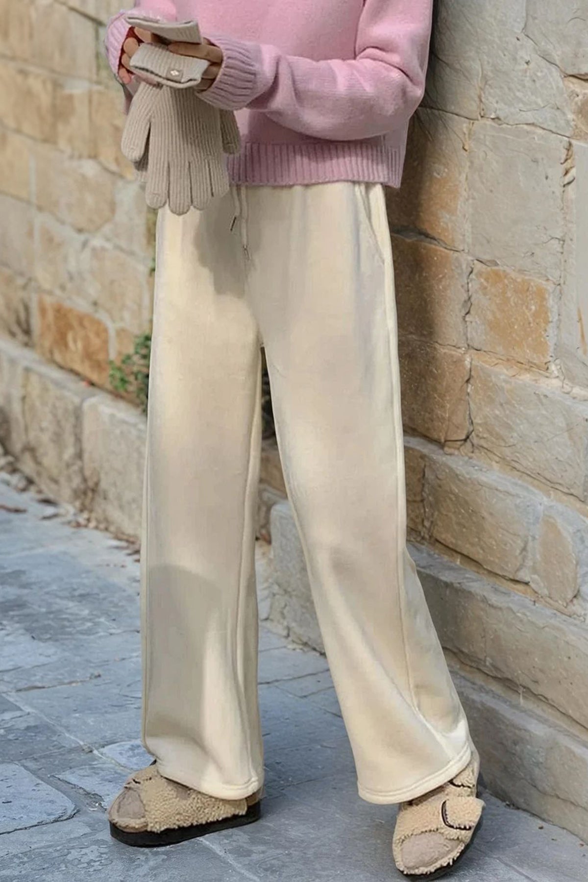 Soft Wool Lining Pants (Cream)