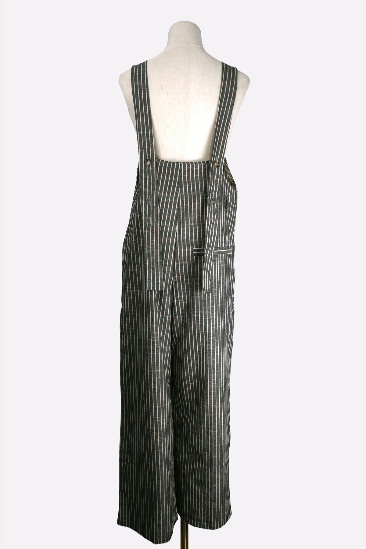 Striped Romper Overall (Charcoal) Back