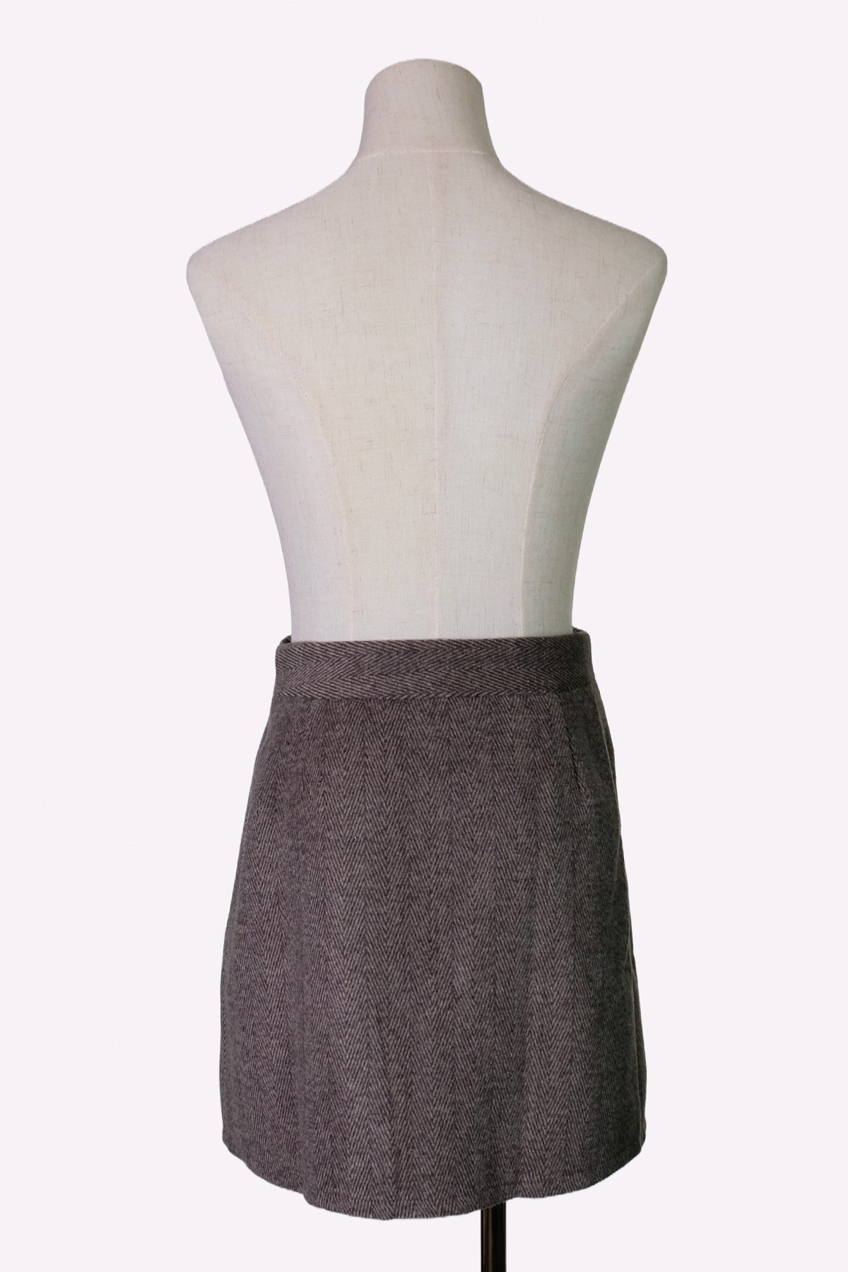 Herringbone Wool Skirt (Brown)