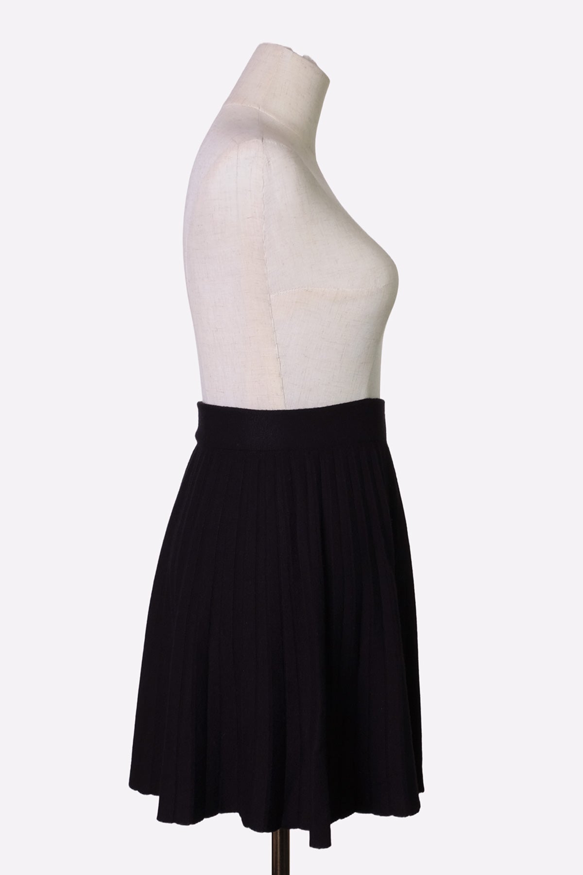 Knit Pleats Skirt (Gray, Black)