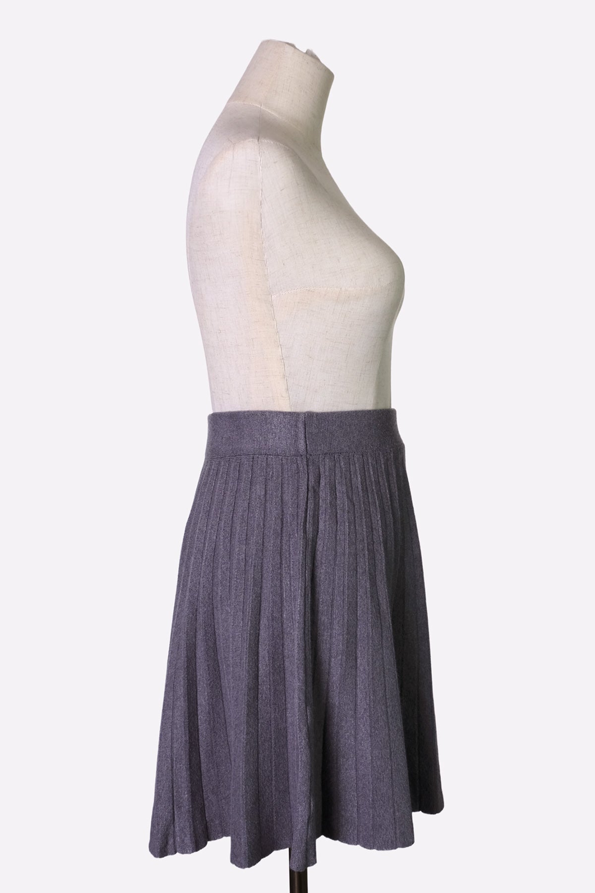 Knit Pleats Skirt (Gray, Black)