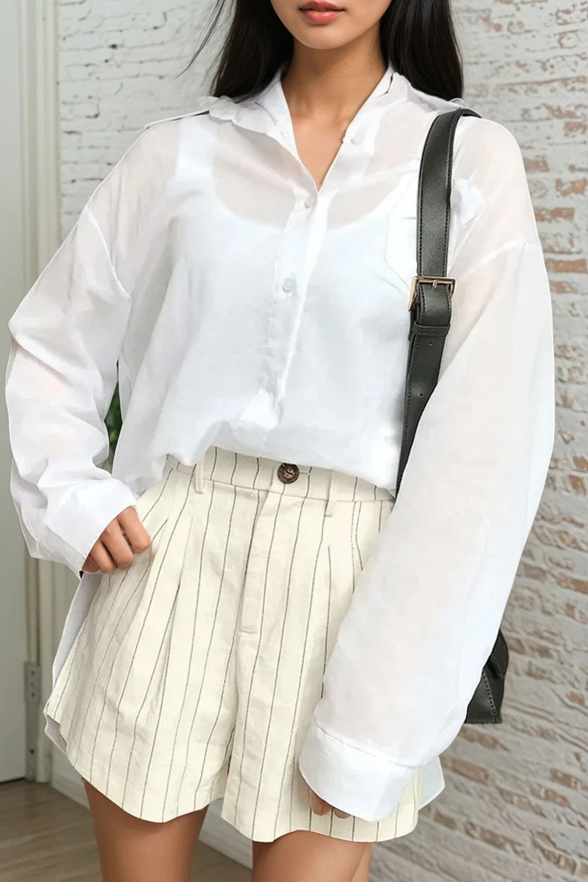 Striped Short Pants (Ivory)
