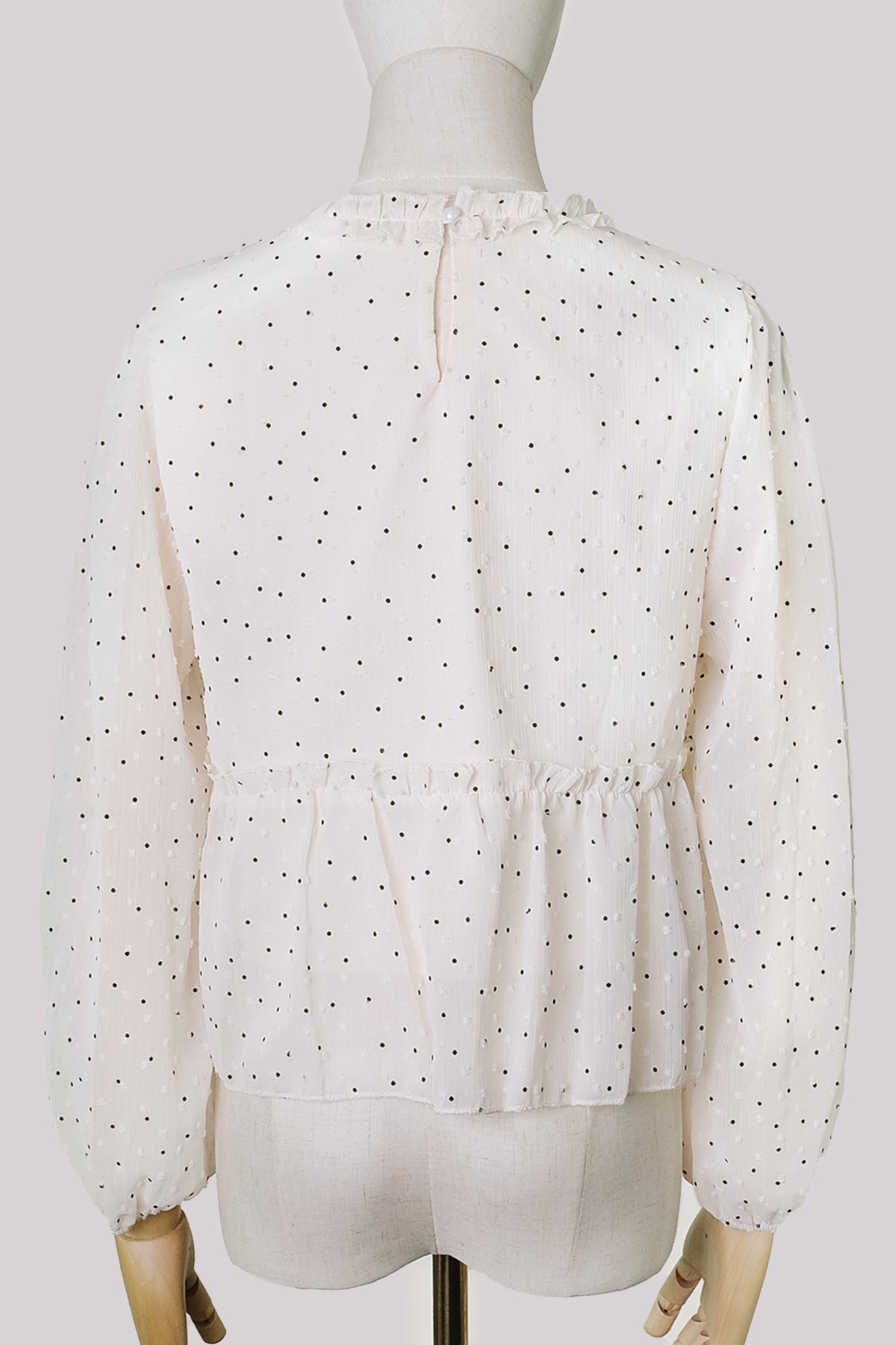 Sheer Dot Pattern Blouse (Ivory)