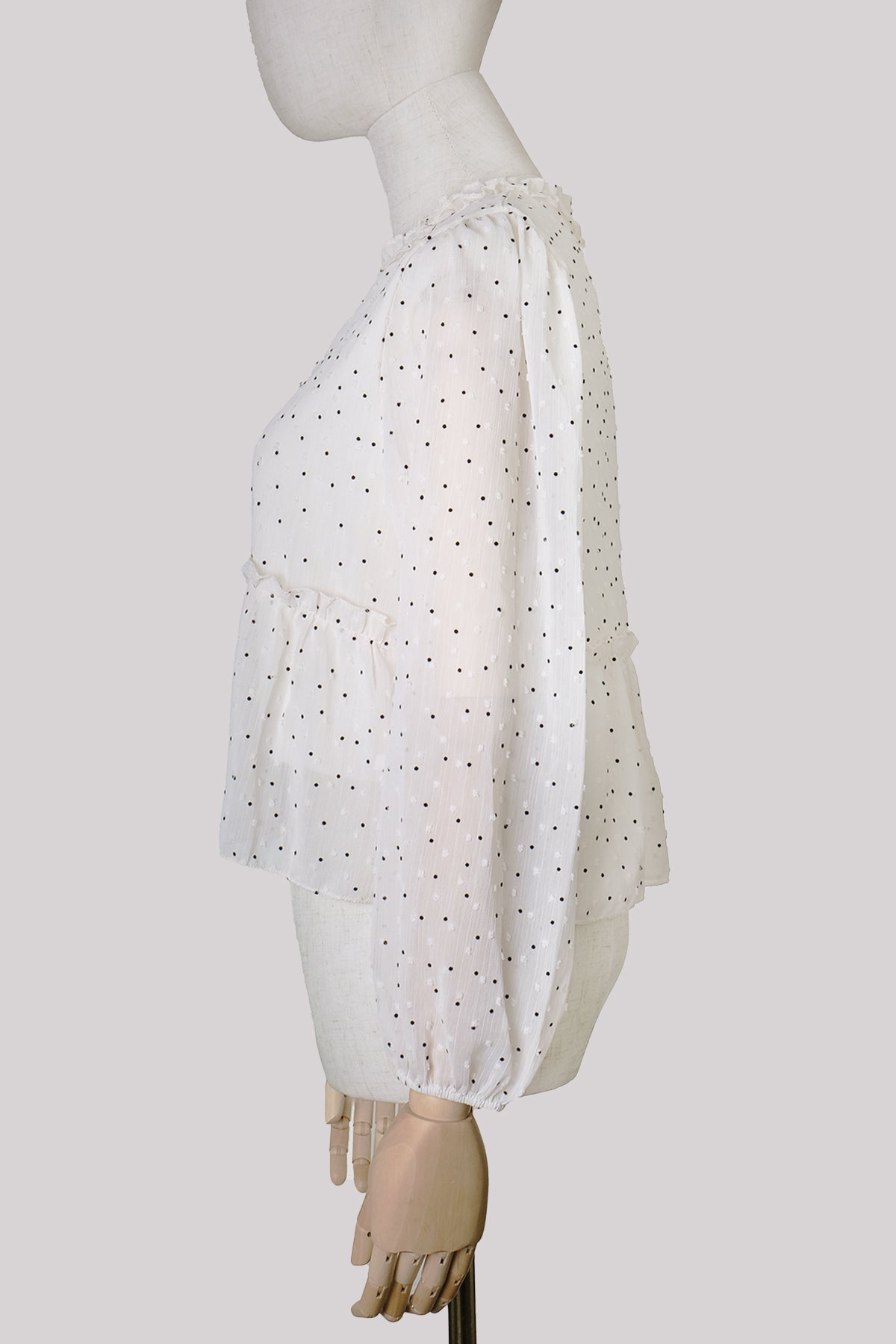Sheer Dot Pattern Blouse (Ivory)