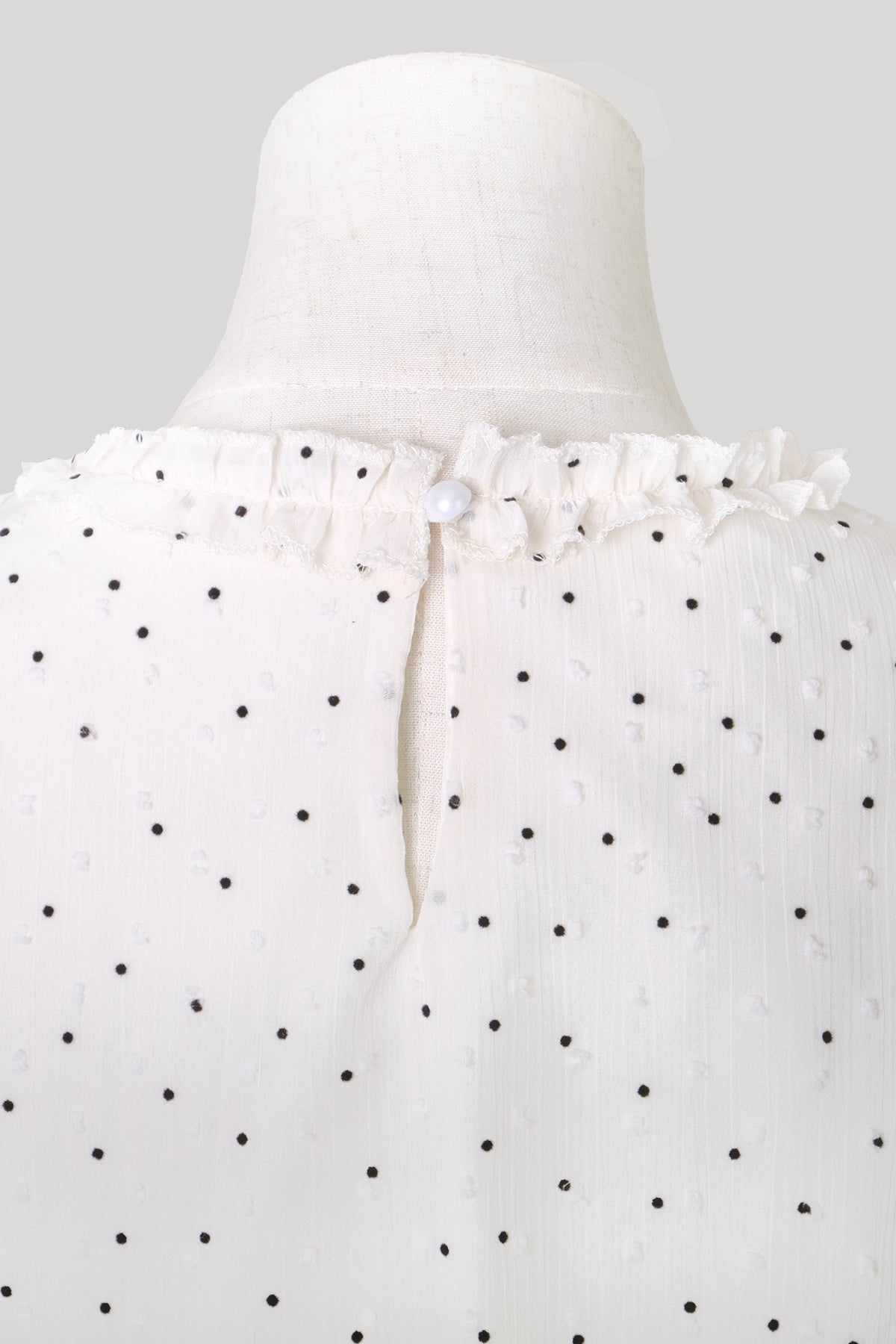 Sheer Dot Pattern Blouse (Ivory)