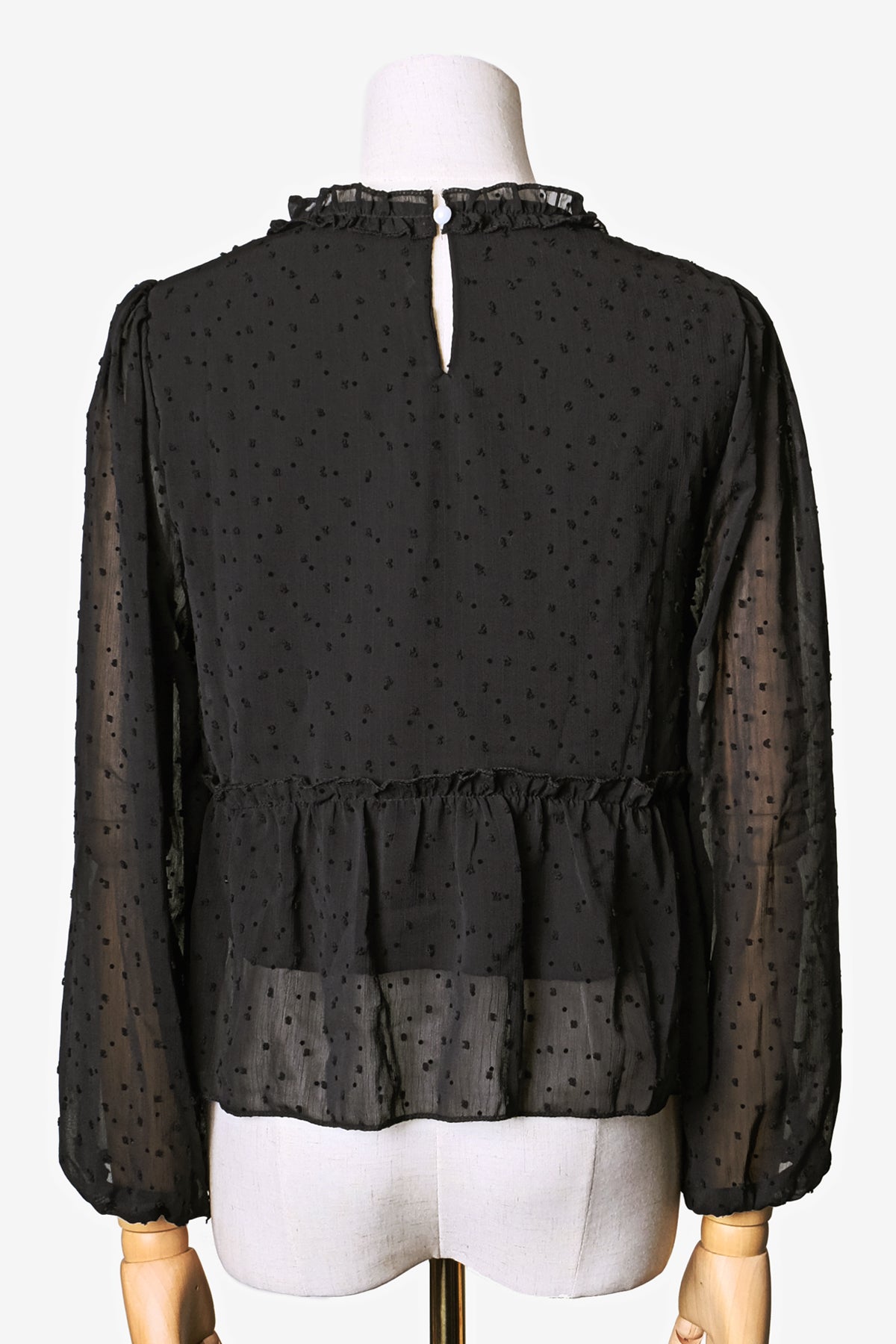 Sheer Dot Pattern Blouse (Black)