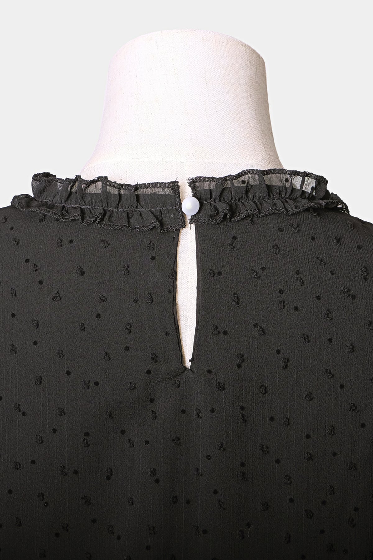 Sheer Dot Pattern Blouse (Black)
