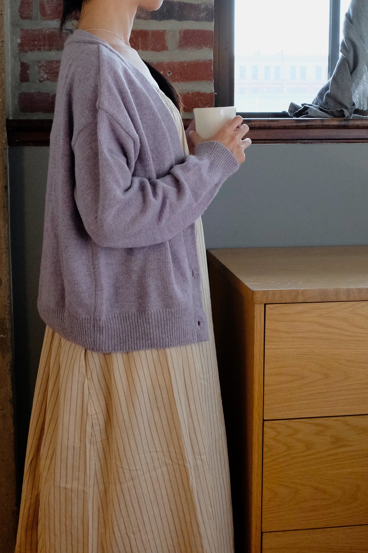 Alpaca Mix Cardigan (Light Purple)